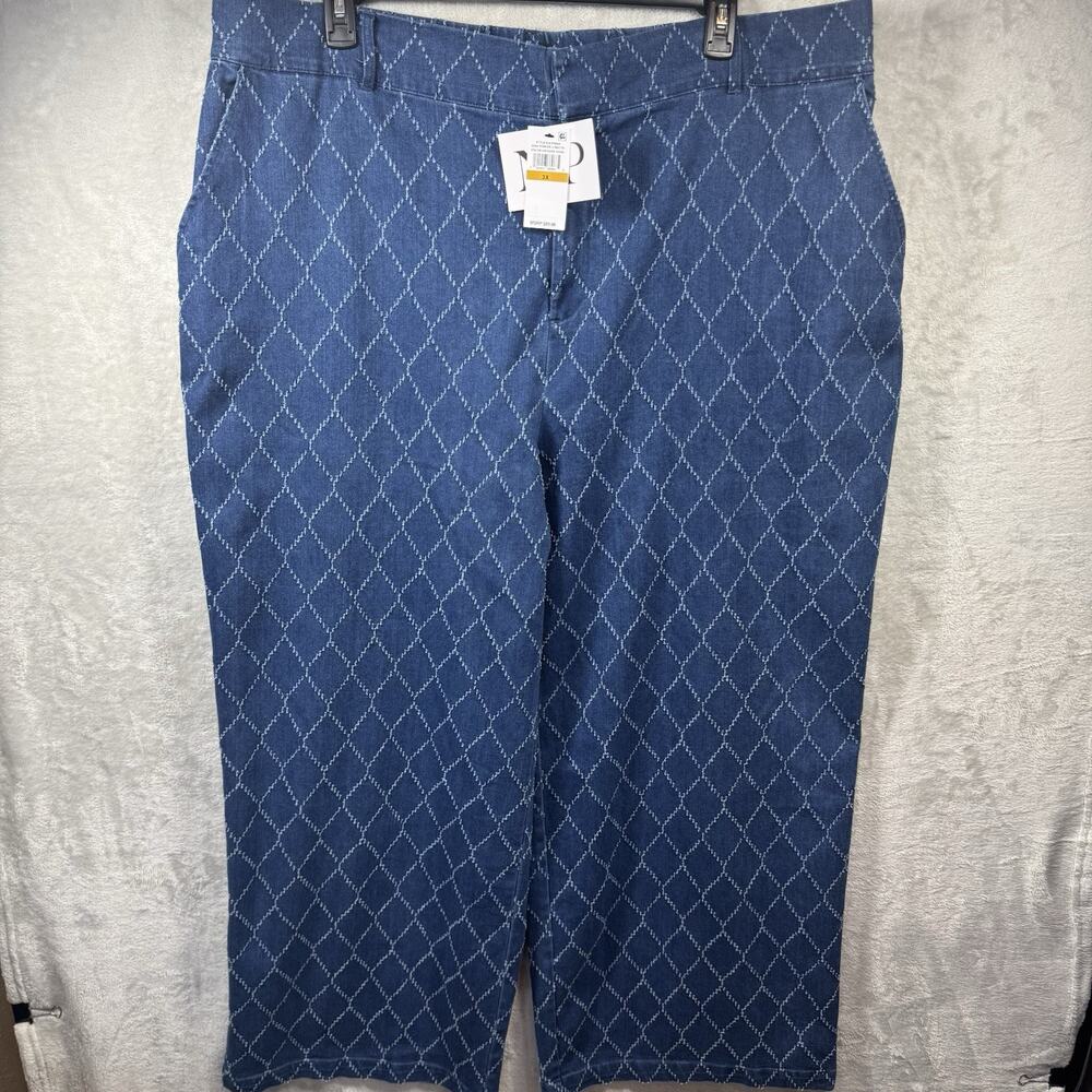 Nina Parker NEW Womens Plus 3X Blue Jeans Diamond Texture Denim Wide Leg Stretch